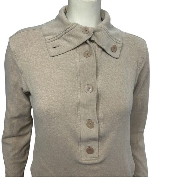 Banana Republic Oatmeal Tan Long Sleeve Turtleneck Top Neutral Winter Shirt - Picture 2 of 7